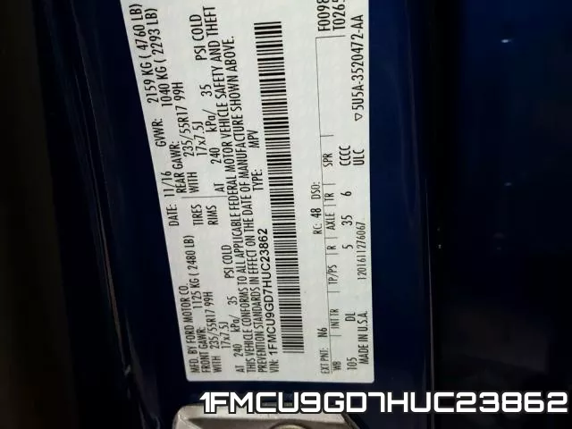 1FMCU9GD7HUC23862 фото 2