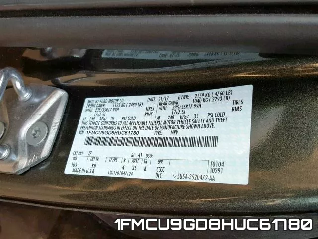 1FMCU9GD8HUC61780 фото 2