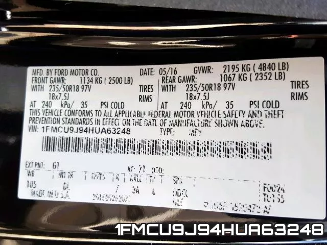 1FMCU9J94HUA63248 фото 2