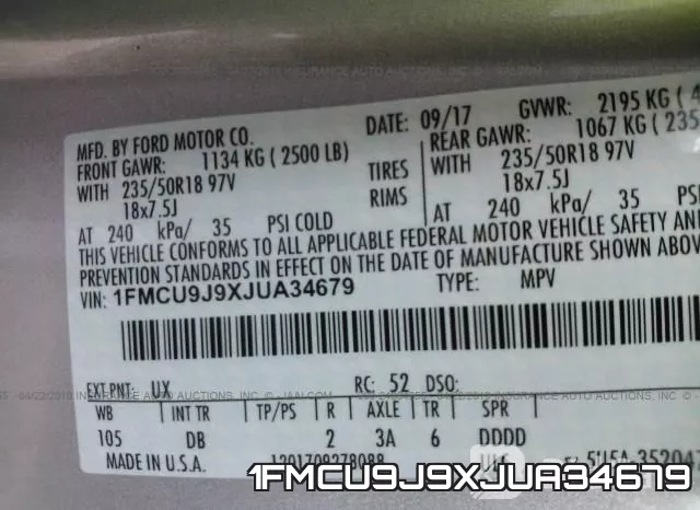 1FMCU9J9XJUA34679 фото 10