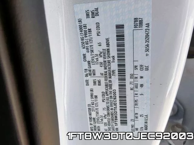 1FT8W3DT0JEC92003 фото 2