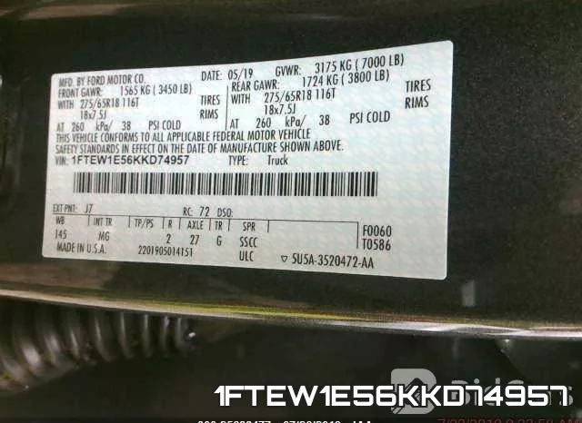 1FTEW1E56KKD74957 фото 10