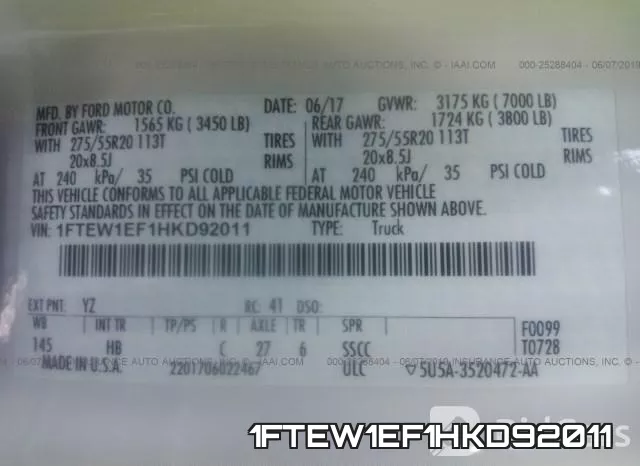1FTEW1EF1HKD92011 фото 10