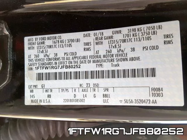 1FTFW1RG7JFB80252 фото 2