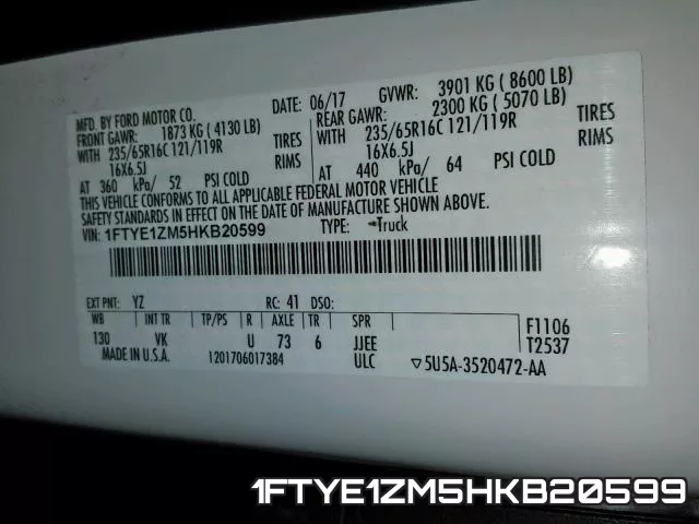 1FTYE1ZM5HKB20599 фото 2