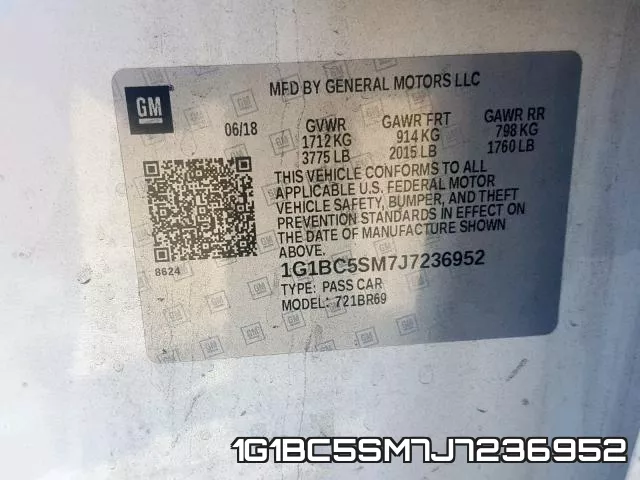 1G1BC5SM7J7236952 фото 2