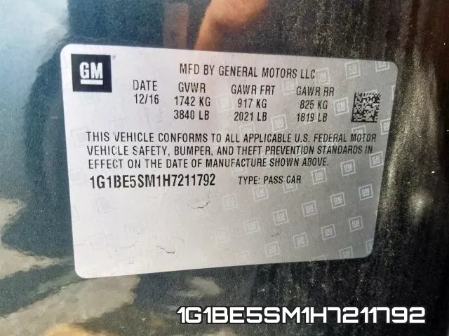 1G1BE5SM1H7211792 фото 2
