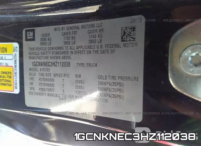 1GCNKNEC3HZ112038 фото 10