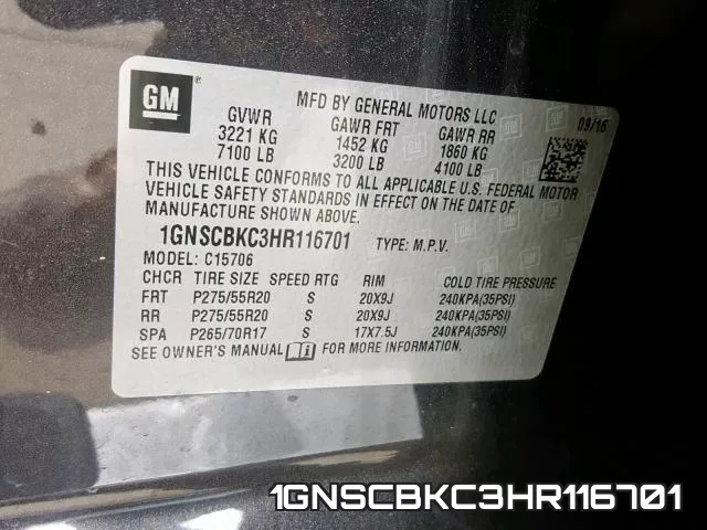 1GNSCBKC3HR116701 фото 2