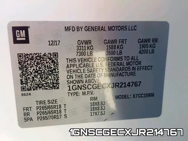 1GNSCGECXJR214767 фото 2