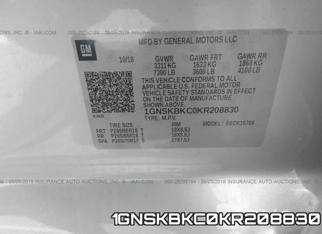 1GNSKBKC0KR208830 фото 10