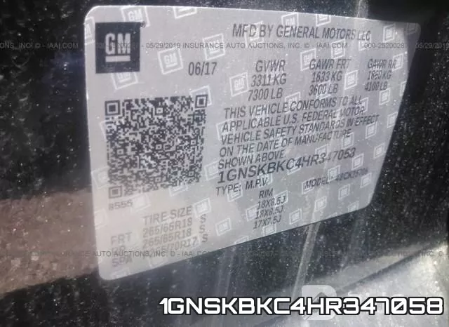 1GNSKBKC4HR347058 фото 10