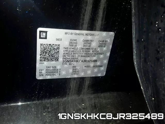 1GNSKHKC8JR325489 фото 2