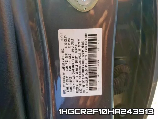 1HGCR2F10HA243913 фото 2