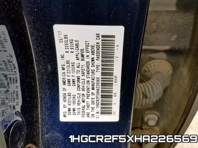 1HGCR2F5XHA226569 фото 2