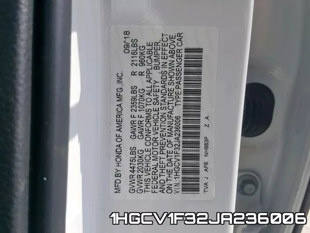 1HGCV1F32JA236006 фото 2