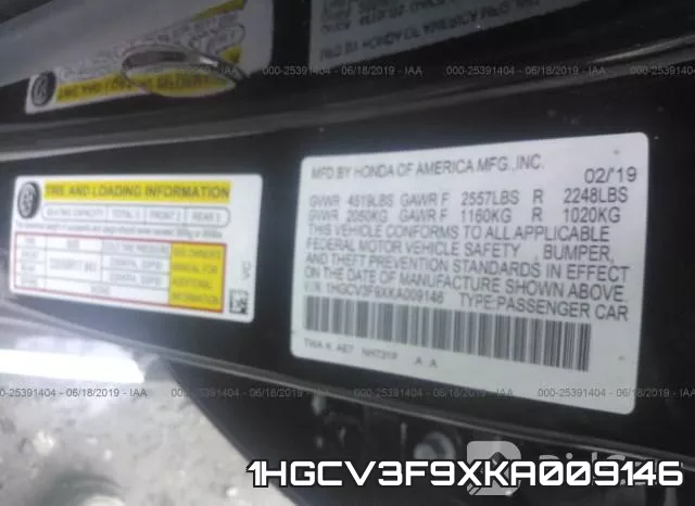 1HGCV3F9XKA009146 фото 10