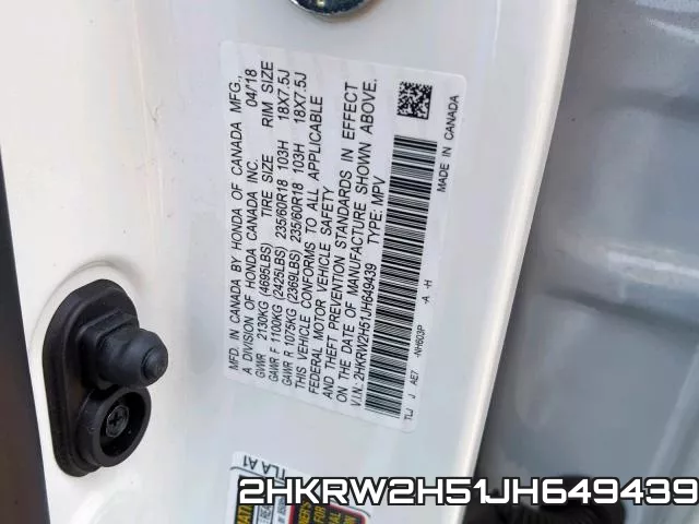 2HKRW2H51JH649439 фото 2