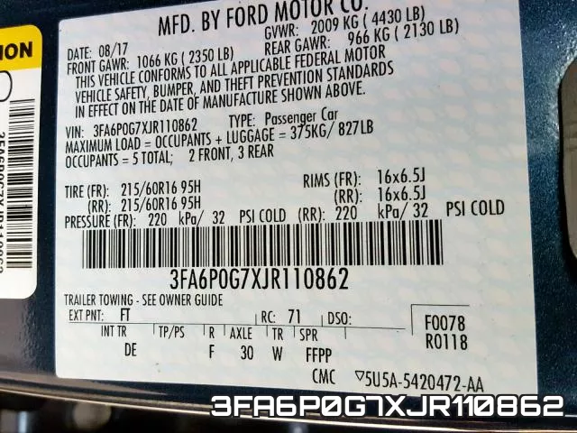 3FA6P0G7XJR110862 фото 2