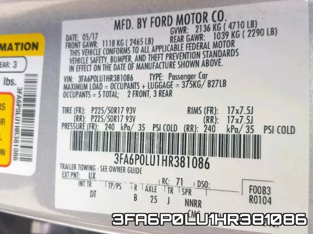 3FA6P0LU1HR381086 фото 2