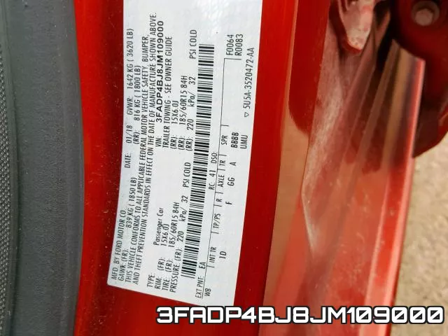 3FADP4BJ8JM109000 фото 2