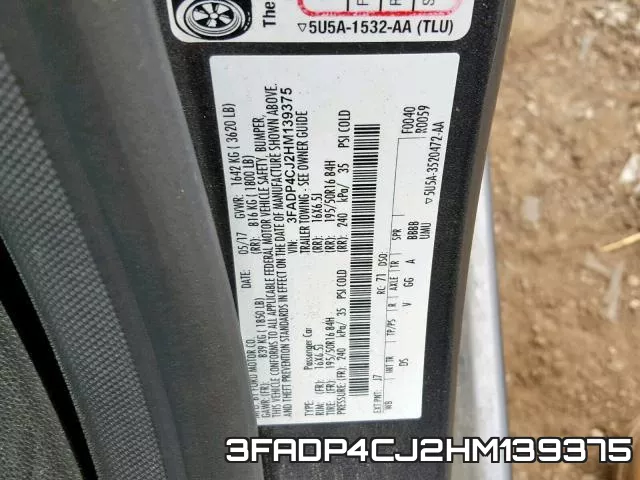 3FADP4CJ2HM139375 фото 2