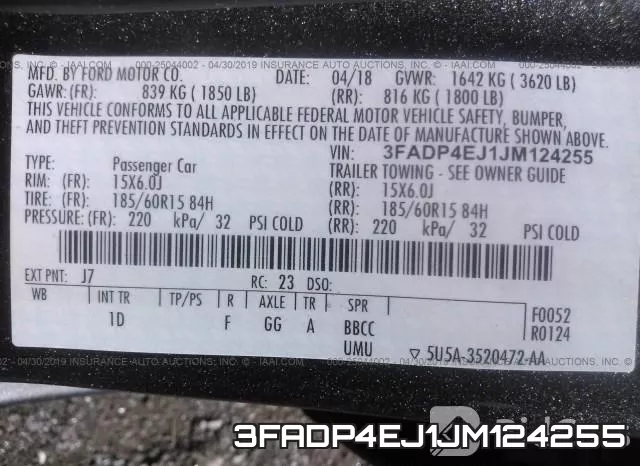 3FADP4EJ1JM124255 фото 10