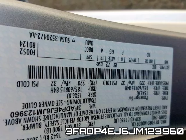 3FADP4EJ6JM123960 фото 2