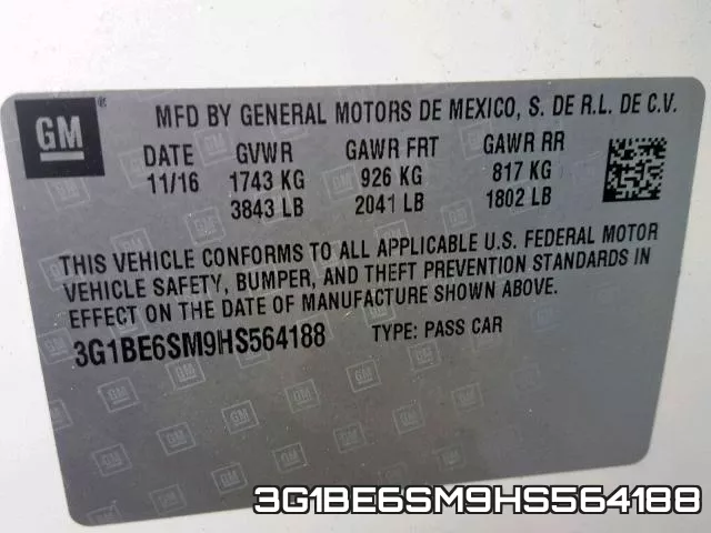 3G1BE6SM9HS564188 фото 2