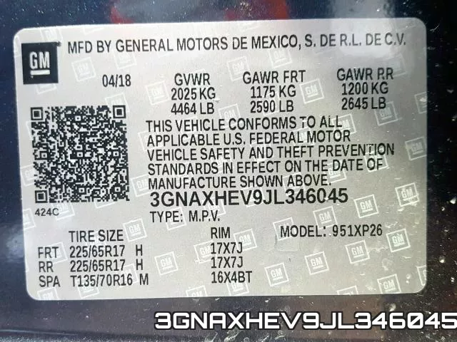 3GNAXHEV9JL346045 фото 2