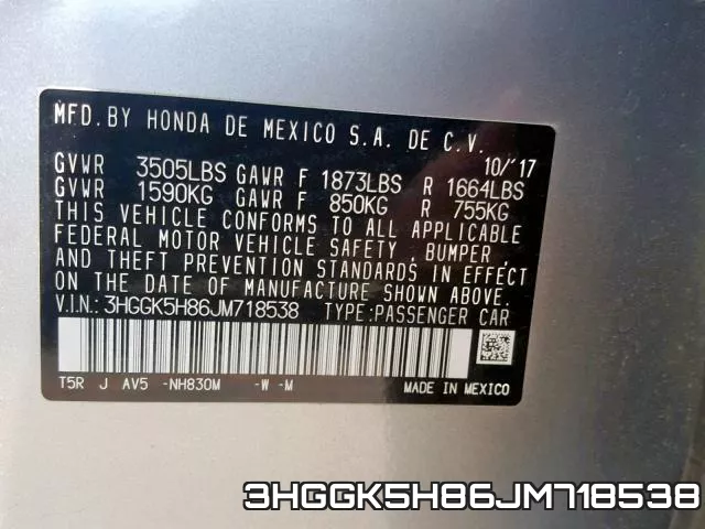 3HGGK5H86JM718538 фото 2