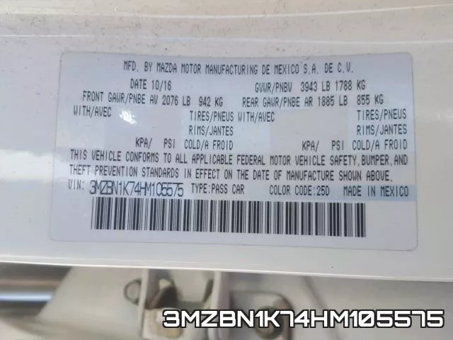 3MZBN1K74HM105575 фото 2