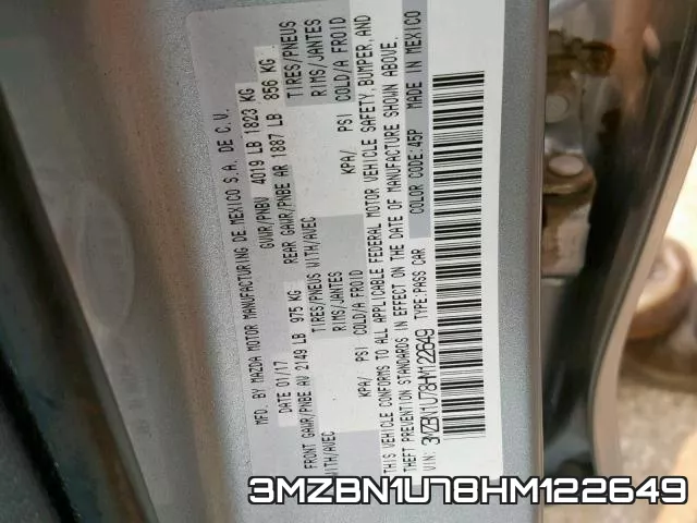 3MZBN1U78HM122649 фото 2