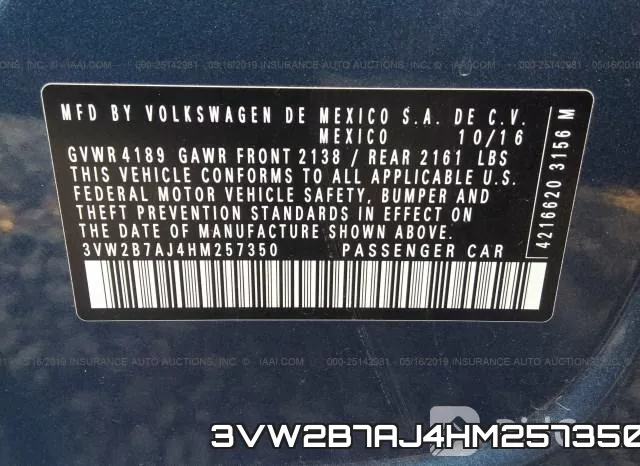 3VW2B7AJ4HM257350 фото 10