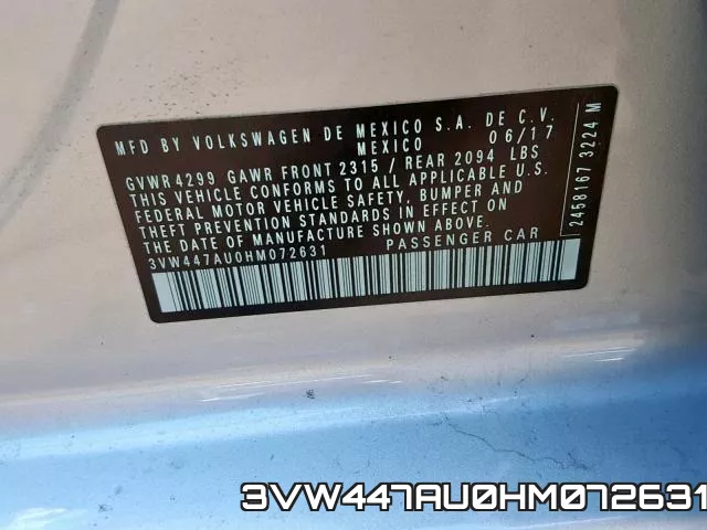 3VW447AU0HM072631 фото 2