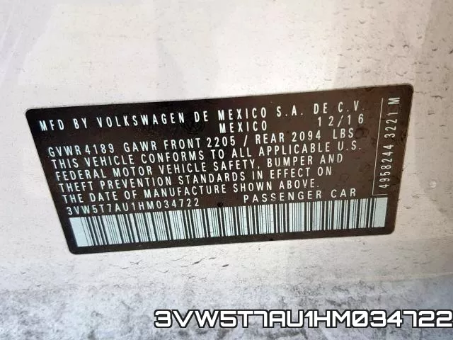 3VW5T7AU1HM034722 фото 2