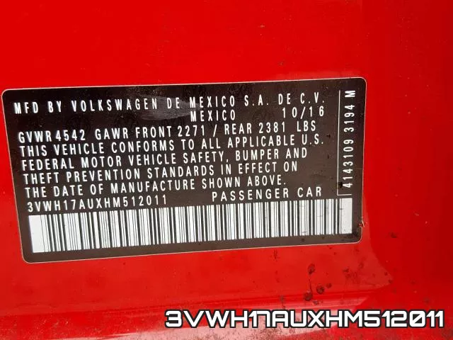 3VWH17AUXHM512011 фото 2
