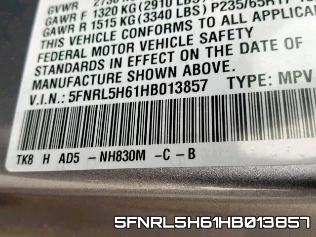 5FNRL5H61HB013857 фото 2