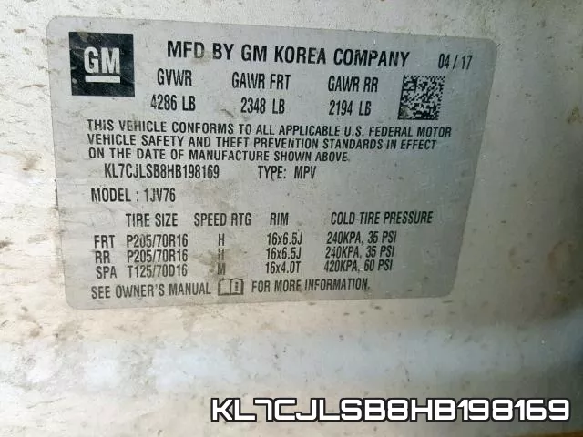 KL7CJLSB8HB198169 фото 2