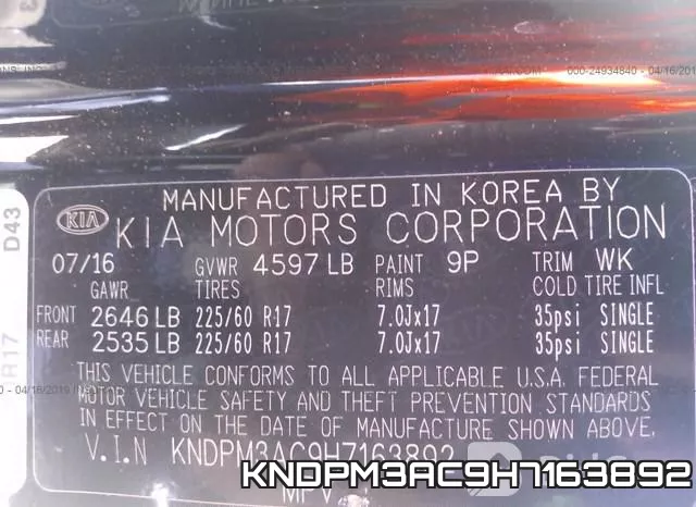 KNDPM3AC9H7163892 фото 9