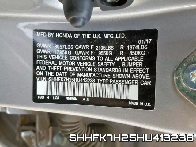 SHHFK7H25HU413238 фото 2