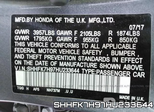 SHHFK7H97HU233644 фото 10