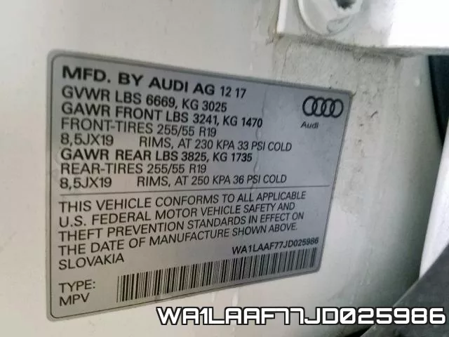 WA1LAAF77JD025986 фото 2