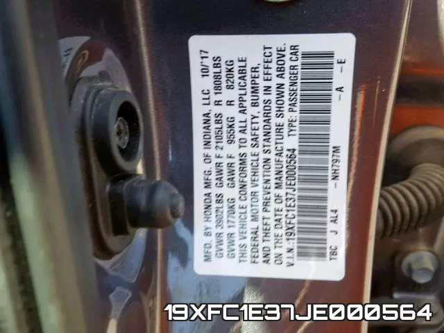 19XFC1E37JE000564 фото 2