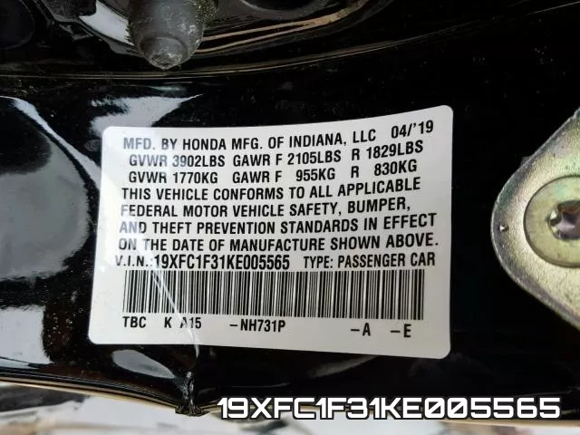 19XFC1F31KE005565 фото 2