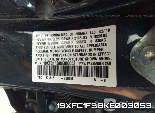 19XFC1F38KE003053 фото 10