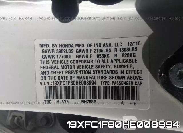 19XFC1F80HE008994 фото 10