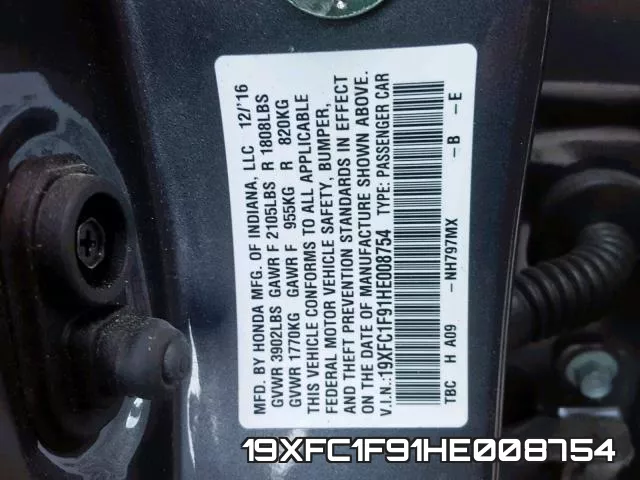 19XFC1F91HE008754 фото 2