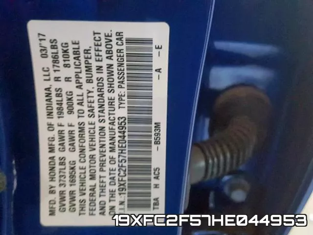 19XFC2F57HE044953 фото 2