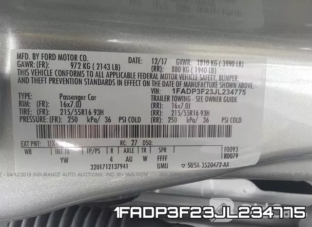 1FADP3F23JL234775 фото 10